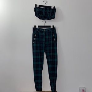 Green plaid set
